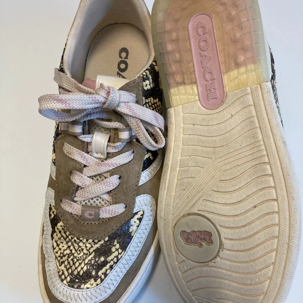 Coach Women's Brown and Pink Snakeskin Sneakers - Picture 3 of 4